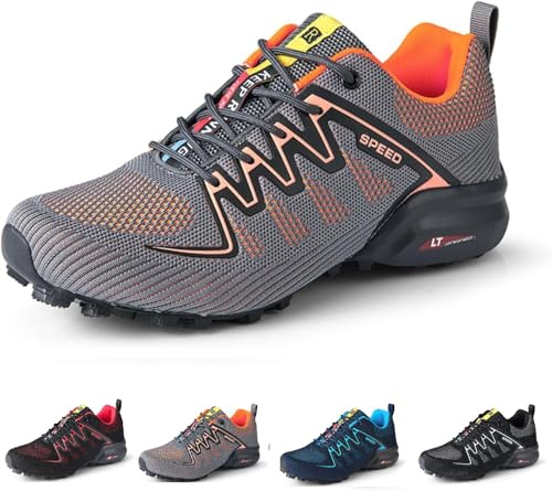ILESTDG OrthoSpeed - Chaussures de Marche à Confort Orthopédique pour Homme avec Soutiennent la Voûte Plantaire Chaussures de Randonnée Homme Ergonomique (Orange,46)