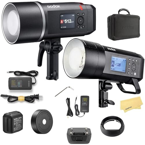 Godox AD600BM II AD600 BM II Outdoor Flash Strobe Monolight with Godox AD400 Pro All-in-One Flash,0.01~1.9s Recycle Time,10.8V/8940mAh Lithium Battery,500 Full Power Flashes(AD600BMII+AD400Pro)