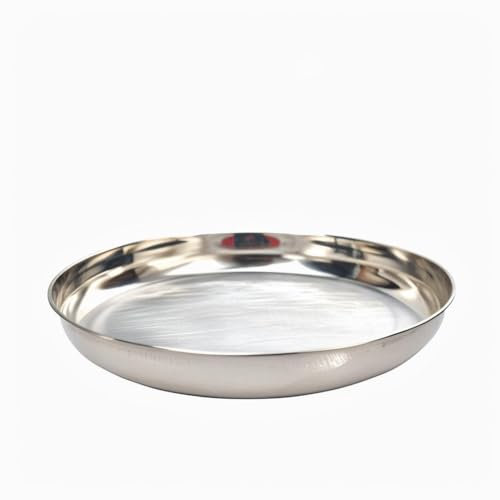 Stainless Steel Round Thali Plate Indian Serving Tray – Durable, Reusable & Stackable Metal Plate for Home Kitchen, Restaurant, Hotel, Catering – 7 Sizes (Sold Individually) (13/ 33.5cm)