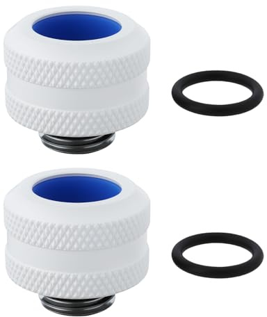 Briny River 2 Stück G1/4 Zoll Wasserkühlungsanschlüsse für 14 Mm Hartschläuche Kompatibel mit PC-Flüssigkeitskühlsystemen Weiß