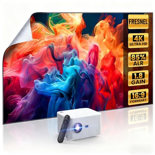 [Fresnel 80% ALR Projector Screen] Anti-Glare Screen 16:9 1.8dB Gain Support 8K/4K 75, Combo Smart Projector 1080P Built in Apps WiFi 6 Bluetooth 5.4 Dolby Audio Auto Focus Home Theater