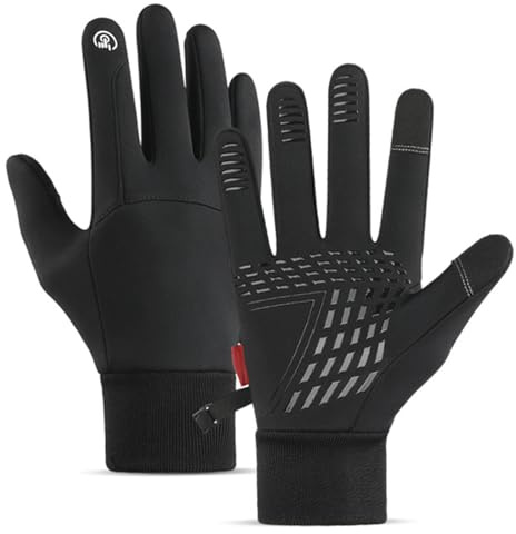AWAVM Gants de Cyclisme, Gants Hiver Chaud Sports à Écran Tactile,Gants de Course à Pied, Imperméable et Antidérapant Idéal pour Vélo Moto Ski Snowboard Course Randonnée Camping