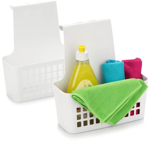 com-four® 2X Hängekorb, robuste Aufbewahrungsbox aus Kunststoff