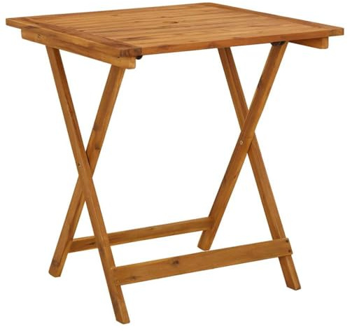 pokgdf Klappbarer Gartentisch aus Massivholz Akazie 70x70x75 cm Wetterbeständiger Faltbarer Esstisch für Terrasse Garten rustikaler Holztisch platzsparend faltbar