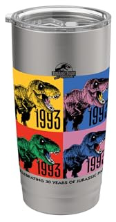 Jurassic Park 30 Aniversario 30 Años Vaso térmico de acero inoxidable de doble pared