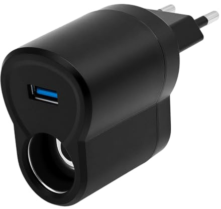 Adaptador de Mechero de Coche a Enchufe 220V a 12V DC | Convertidor de Corriente CA a CC 6W, Transformador para Dispositivos de Bajo Consumo GPS Dash Cam, Cargador Mechero Coche