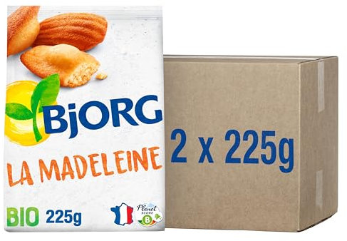 BJORG - La Madeleine - Sans Huile de Palme - Aux Œufs Frais - 225 g - lot de 2 (total de 450 g)