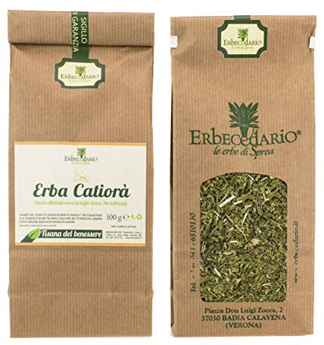 Erbecedario - Infuso Erba Della Paura (Catiorà/Siderite) per Fumenti, Tisana per Benessere delle Vie Respiratorie, Lenitiva Emolliente e Decongestionante, Infusi per suffumigi 1 Sacchetto 100g
