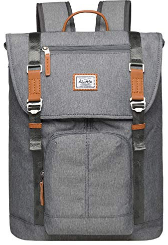 KAUKKO Sac à Dos pour Homme et Femme Sac à Dos Vintage Sac à Dos Décontracté Sacs pour Ordinateur Portable durables Convient pour 14 Gris(KF13)