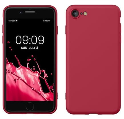 kwmobile Handyhülle für iPhone SE 2022 Hülle/iPhone SE 2020 / iPhone 8 / iPhone 7, für iPhone SE Hülle - Schutzhülle für kabelloses Laden - Case in Sweet Cherry