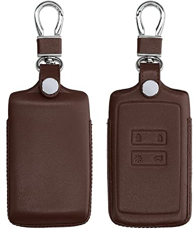 kwmobile Autoschlüssel Hülle kompatibel mit Renault 4-Tasten Smartkey Autoschlüssel (nur Keyless Go) - Leder Schutzhülle Schlüsselhülle Dunkelbraun