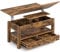 Rolanstar Höhenverstellbarer Couchtisch mit 2 Schubladen, 100 x 50 cm Wohnzimmertisch aus Holz,Platzsparend & Einfach Montiert für Schlafzimmer, rustikales Braun