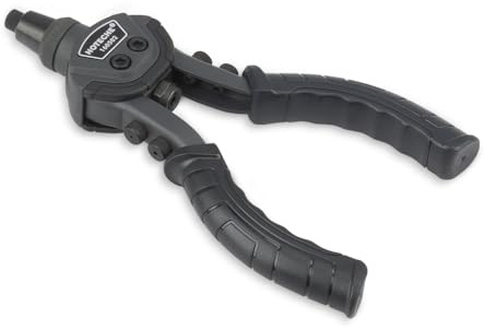 Hoteche 254MM-Doppelgriff-Nietenzange aus Kohlenstoffstahl und Aluminiumlegierung. 760 g Nietenwerkzeug-Set mit 5 Düsen und 3 Stahlbacken für Blindnietzange.
