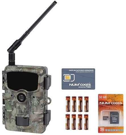 NUM'AXES Pack Tout Inclus PIE1061 : PIÈGE Photographique + Piles + Carte MÉMOIRE + Carte SIM