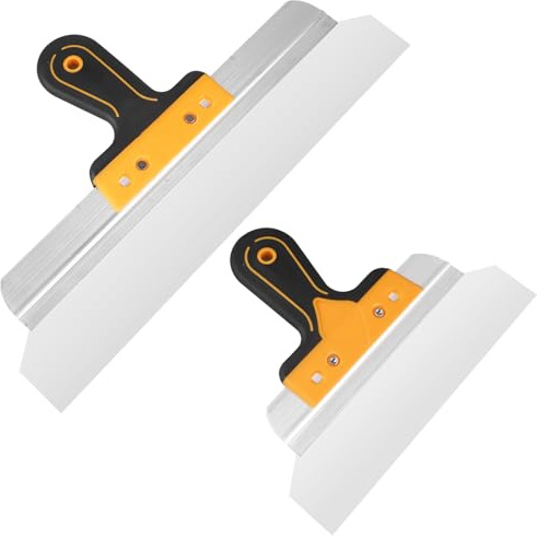 2 Stück Flächenspachtel, 250mm 400mm Spachtel Set mit Ergonomischem Griff, Glättspachtel, Spachtel Set Trockenbau, Trockenbau Spachtel zum Spachteln, Verputzen und Tapeten Entfernen