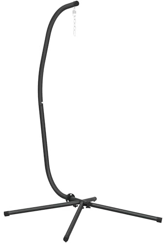 Outsunny Support de Fauteuil Suspendu, Support Chaise Suspendue, Base en X, Cadre en C, Cadre en métal Robuste, Charge Max. 150 kg, 128 x 105 x 205 cm, Noir