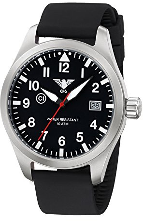 KHS Herrenuhr Airleader Steel mit Silikonband Black schwarz KHS.AIRS.SB