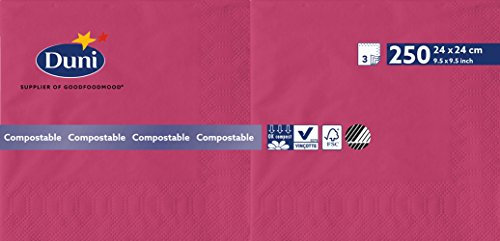 Duni 168408 3-lagig Tissue Servietten, 24 cm x 24 cm, fuchsia (2000 Stück)