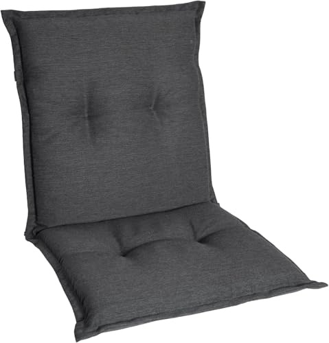 Homeoutfit24 Gartenstuhlauflagen Niedriglehner – 4er Set – Komfort-Polster 6,5 cm – Oeko-TEX Zertifiziert – pflegeleicht – Anthrazit – Made in EU