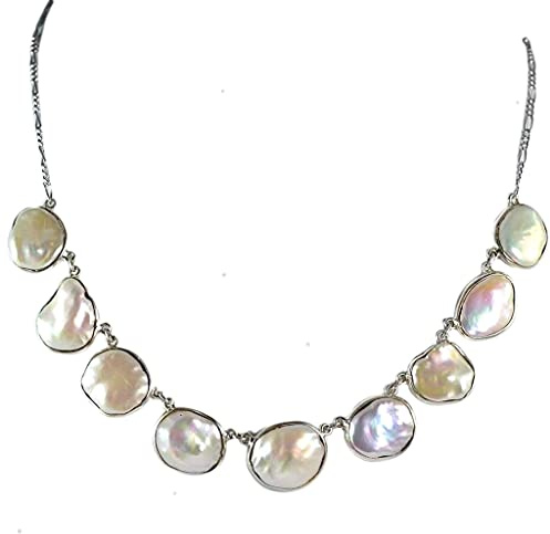 Navya Craft 925 Sterling Silber Süßwasserperle handgemachte Damen Halskette