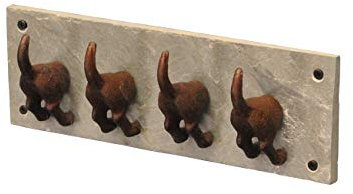 Selections Cast Iron and Slate Dog Tail Wall Hooks for Coats