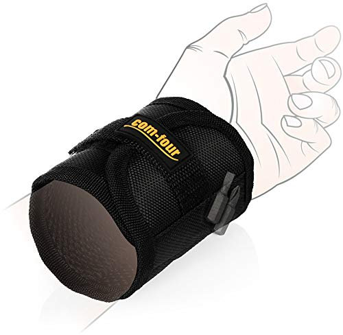 COM-FOUR® Braccialetto magnetico per artigiani con 3 forti magneti - braccialetto magnetico per viti, chiodi, punte e attrezzi - regalo per il fai da te