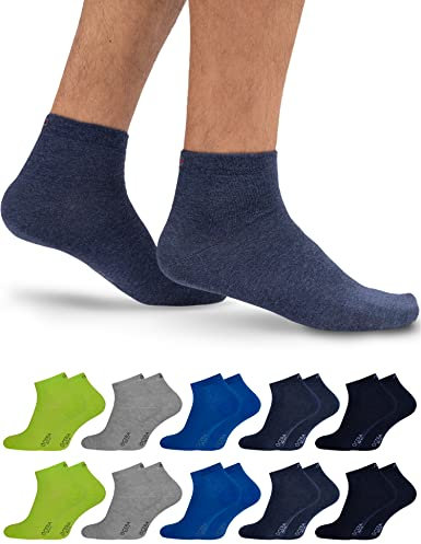 10 Paar Kurzschaft Socken für Damen & Herren (unisex) in verschiedenen Farben - Blau-Mix 43/46