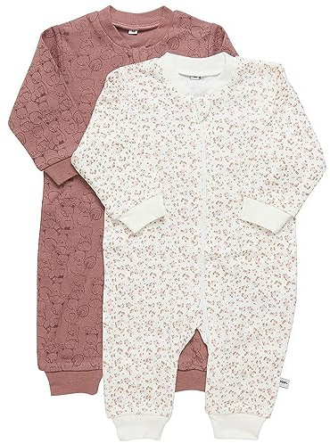 PIPPI Unisex Baby Nightsuit -Zipper (2-Pack) Pajamas, Burlwood, 56 EU