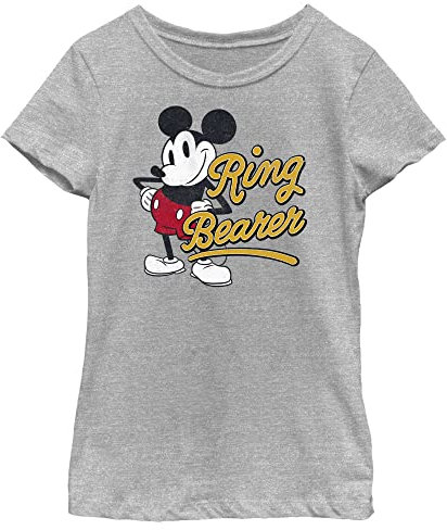 Disney Characters Ring Mickey Girl's Crew Tee, Athletic Heather, X-Small