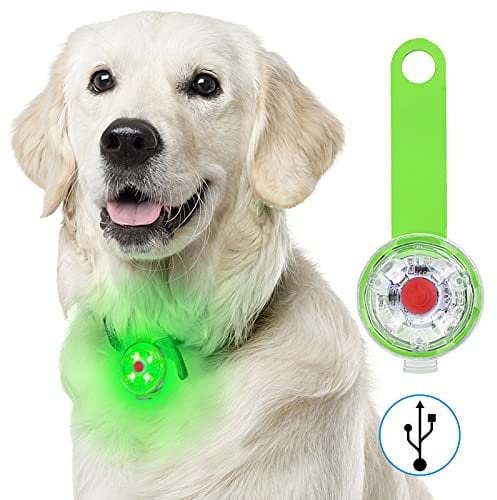 Fttouuy Sicherheits LED Blinklicht für Hunde, Katzen - USB Wiederaufladbar LED Licht Leuchtanhänger Hund, 3 Blinkmodis wasserdichte Sicherheit Haustier Lichter (Grün)