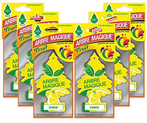 Arbre Magique Mono, parfum de voiture, parfum citron, parfum frais et fruité, durée jusqu'à 7 semaines, fabriqué en Italie, lot de 6 pièces
