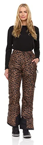Arctic Quest Damen Schnee-Skihose, wasserabweisend, Softshell-Isolierung, für Snowboarden, Wandern, Winter, Outdoorhose, Leopard, X-Large