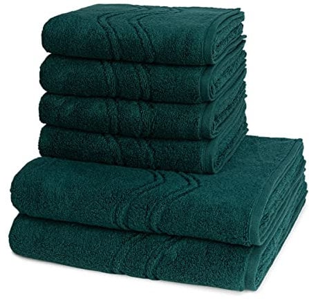 Ross - 6 teiliges Frottier-Set - Cashmere Feeling (4 X Handtuch 2 X Duschtuch im Set) - 520 g/m2 - Baumwolle - Walkfrottee - saugstark - weich und flauschig - Moosgrün