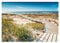 WallArena Fototapete Strand Meer 3D Brücke Nordsee Dünen Modern Wohnzimmer Schlafzimmer Wandtapete Vlies Tapete UV-Beständig Montagefertig (416x254 cm - 4 Bahnen)
