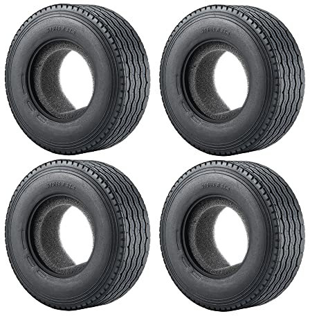 ZuoLan 4 Stück RC Trailer Radreifen Gummi Reifen mit Schwamm for 1/14th Tamiya RC Tractor Truck Car Trailer (# A)