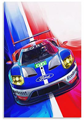 Auto-Poster Ford Mustang Gt40 Racing Leinwand-Poster und Wandkunstdruck, modernes Familienzimmer, Schlafzimmer, Dekoration, Poster, 30 x 45 cm