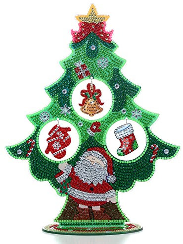 LUSandy DIY 5D Christmas Tree Diamond Painting Kits Christmas Santa Claus Sock Diamond Art Ornaments Special Shaped Crystal Rhinestone Mosaic Kits Craft for Christmas New Year Home Decoration Gifts