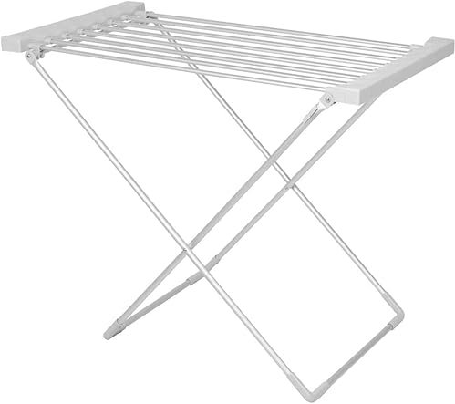 CELLUSTOP Etendoir à Linge Electrique Chauffant Pliable - Corde à Linge 8 Barres - Sèche Serviette en Aluminium - 120 Watts