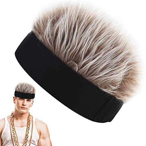 LOXE Visier-Haar-Perücke,Weiche Beanie-Perücke mit stacheligem Kunsthaar - Verstellbare Beanie-Mütze mit Haarperücke für einen Ehepartner oder eine kahlköpfige Person, lustige Geschenke, Unisex