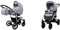 BabyLux Largo 2-in-1 Baby Kinderwagen Tief und Kinderwagen mit Zubehör Verstellbar und faltbar Aluminiumkonstruktion Wasserdicht Nicht abnehmbare Räder Silver Hearts Silver Frame