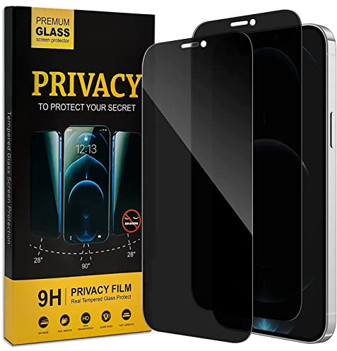 Verco Sichtschutz Full Screen Privacy Glas für iPhone 12 Pro Max Panzer Schutz Glas Folie Anti-Spy Schutzfolie, 2 Stück