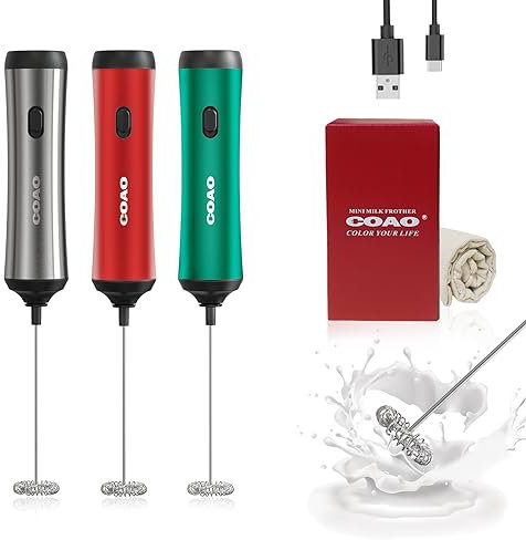 Green Potente mini montalatte automatico portatile USB C ricaricabile Schiuma maker Agitatore per caffè Montalatte Frusta per schiumare il latte Piccolo per bambini caffe regalo