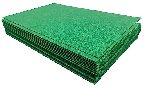 Jtnohx Filz zum Basteln, 1mm Dickes Steife Filzblätter, 32 Stück Filzstoff, 17,78×28,7cm Bastelfilz zum Nähen Handwerk und Festivals Party Dekorationen (Grün)