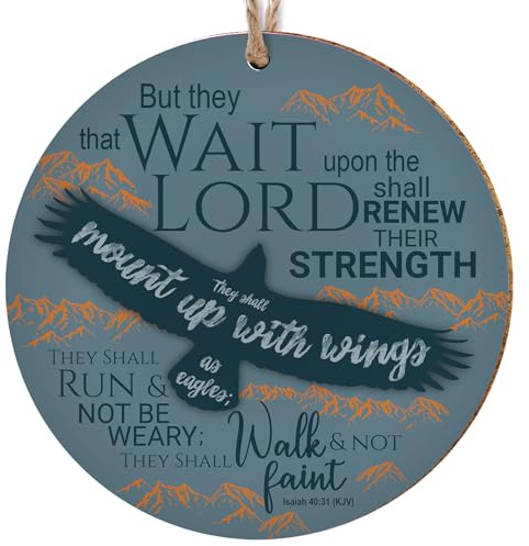 Christian Hanging Decoration or Coaster, Scripture, Eagles | Christian decorations for the home; religious ceramic ornaments; baptism, confirmation or birthday gift; Bible verse plaque