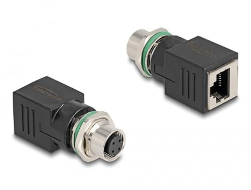 DeLOCK M12 Adapter D-kodiert 4 Pin Buchse zu RJ45 Buchse gerade