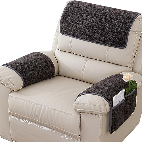 NNSMUN Armrest Covers for Recliners Couch Arm Covers with Pockets for Sofa