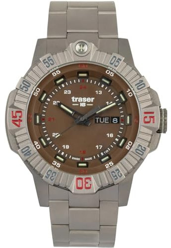 Traser Herren Analog Schweizer Quarzwerk Uhr mit Titan Armband 110668