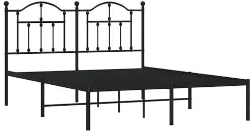 vidaXL Bettgestell mit Kopfteil Metall Schwarz 140x200 cm
