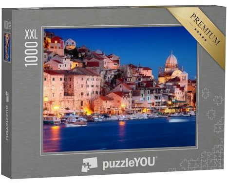 Puzzle 1000 Teile XXL „Altstadt von Sibenik bei Nacht, Kroatien“ – aus der Puzzle-Kollektion Kroatien