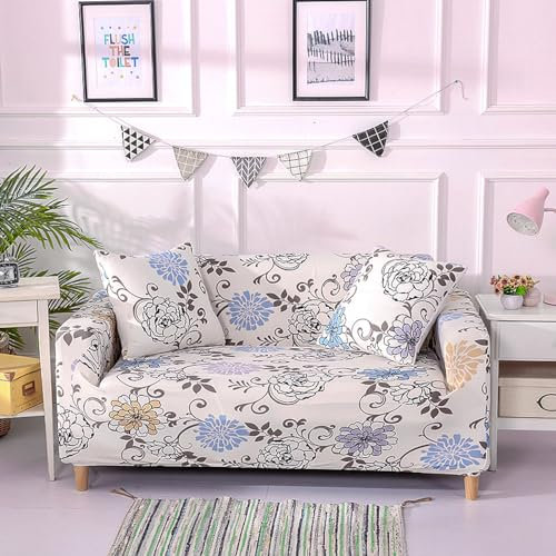 Gambo Sofa Überzug Bunte Blume Sofabezug 3 Sitzer Stretch Sofahusse Elastischer Sofabezug Spandex Sofa Überzug Anti-Rutsch Waschbar Sofa Protection Cover Schonbezug Couch